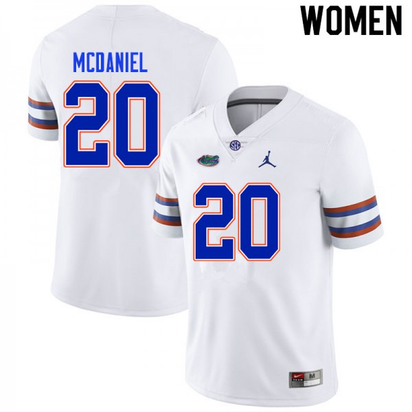 Women #20 Mordecai McDaniel Florida Gators College Football Jersey White